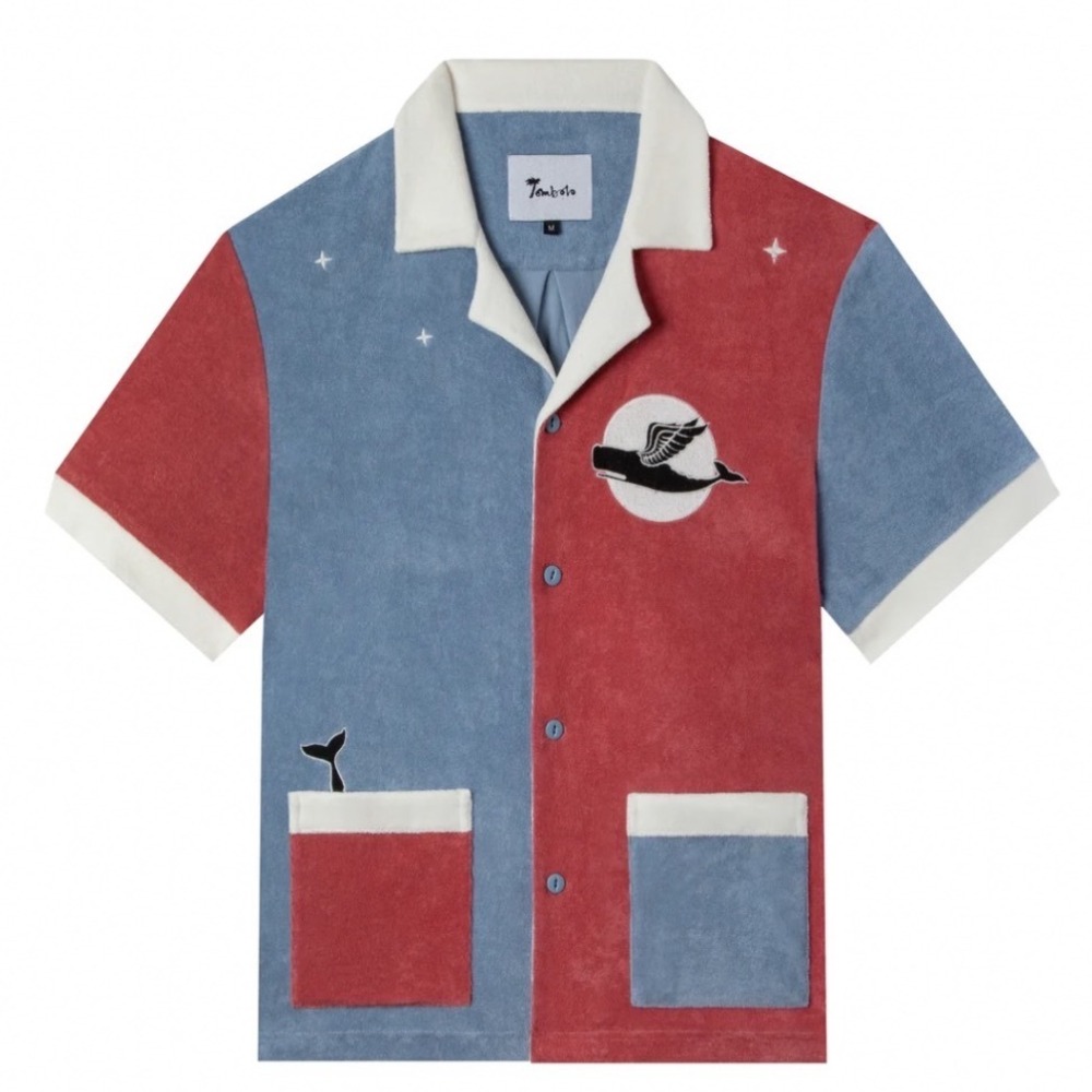 Tombolo Whale Moon Rising Cabana Shirt Medium